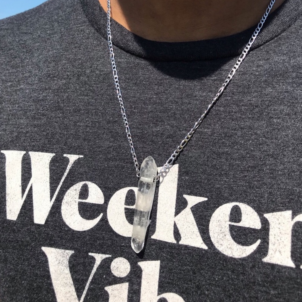 Clear Quartz Stainless Steel Necklace